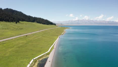 lake and grassland with a sunny day.