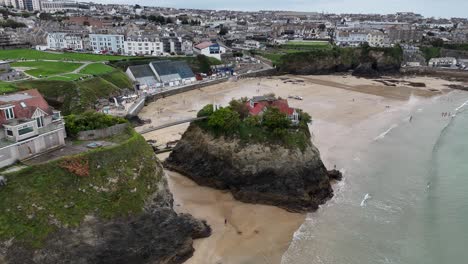 Newquay-Cornwall-Reino-Unido-Drone,casa-Aérea-En-La-Isla