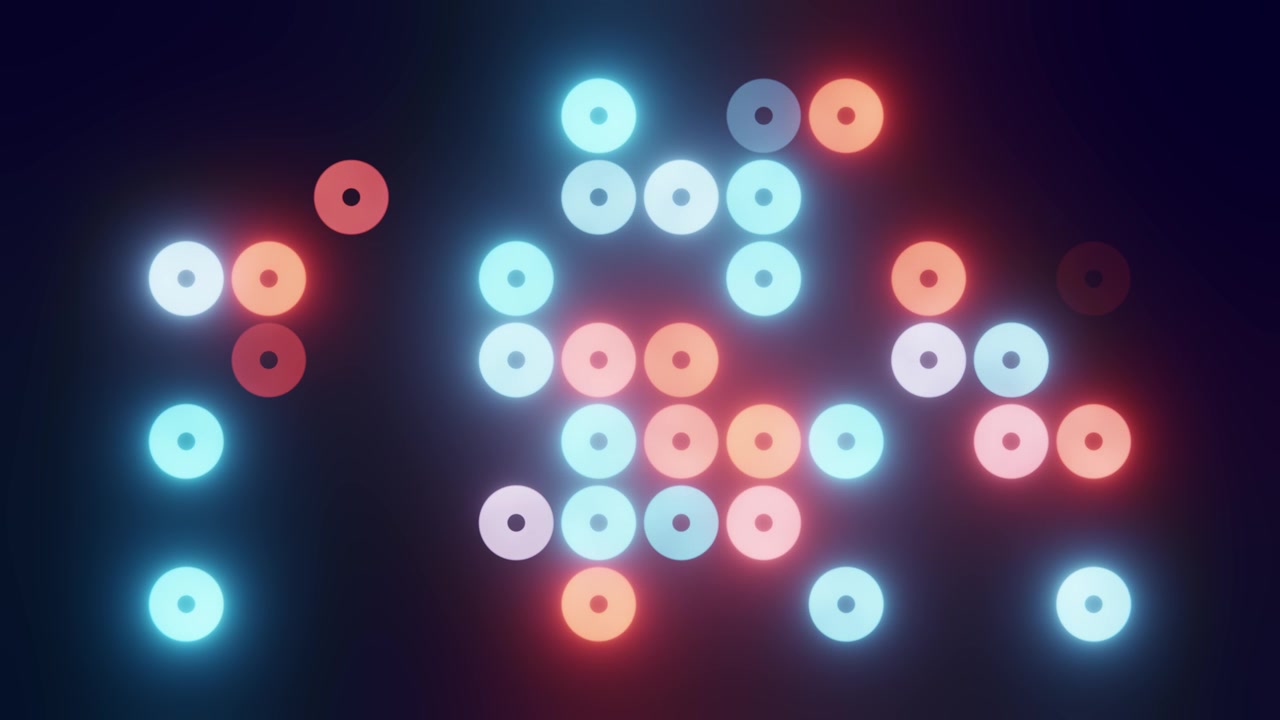 Abstract Background of Pulsing Neon Circles in Blue and Red