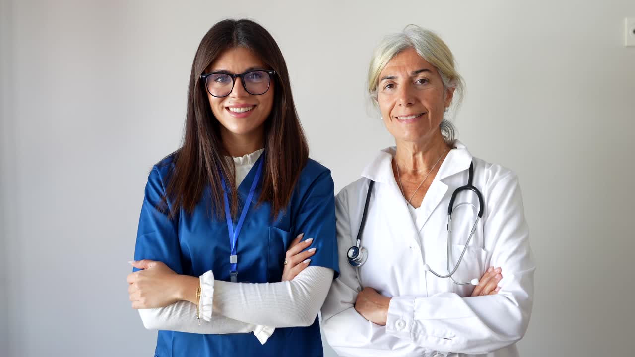 Two healthcare professionals smiling