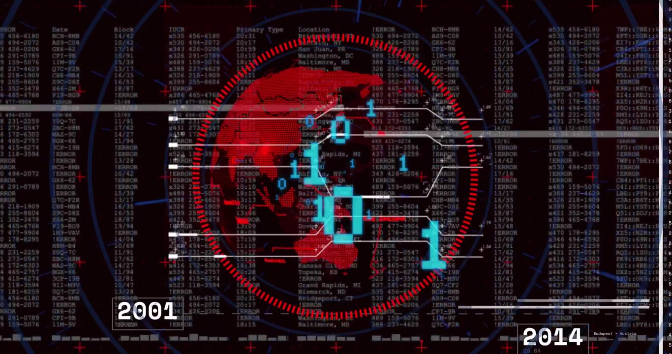 Digital globus med datastrømme og cybersikkerhedsgrænseflade