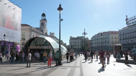 bustling puerta del sol square in madrid, spain