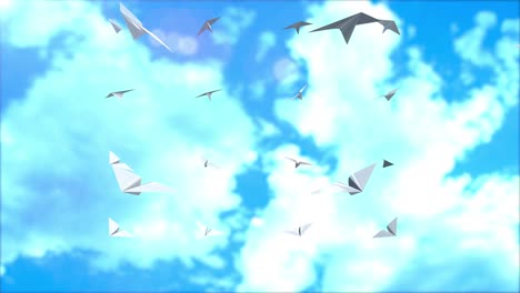 animación de un avión de papel volando en bucle