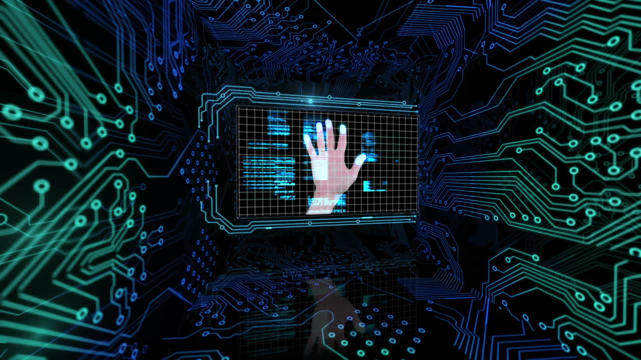 animación digital que muestra varios clips sobre seguridad