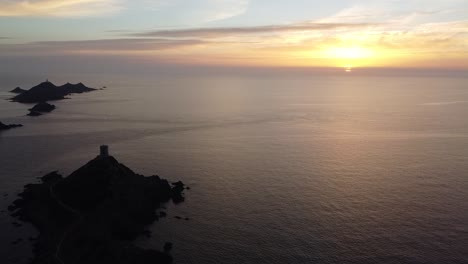 Flying-towards-sunset-at-the-coast-of-corsica