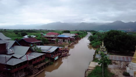 Aerial-Shot-Drifting-Above-Inle-Lake,-Myanmar--01