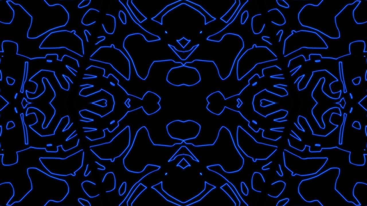 Abstract blue geometric seamless pattern background. Abstract Stripes Kaleidoscope Loop. Fast Psychedelic Colorful Kaleidoscope VJ background. Disco Abstract Motion Background. Kaleidoscope effect