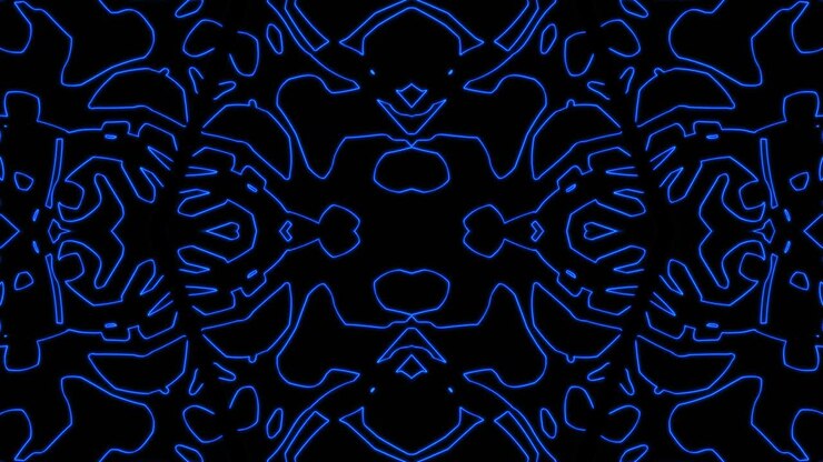 Fundo abstrato de padrão geométrico azul sem costura. Loop de Caleidoscópio de Listras Abstratas. Fundo VJ de Caleidoscópio Colorido Psicodélico Rápido. Fundo de Movimento Abstrato Disco. Efeito caleidoscópio