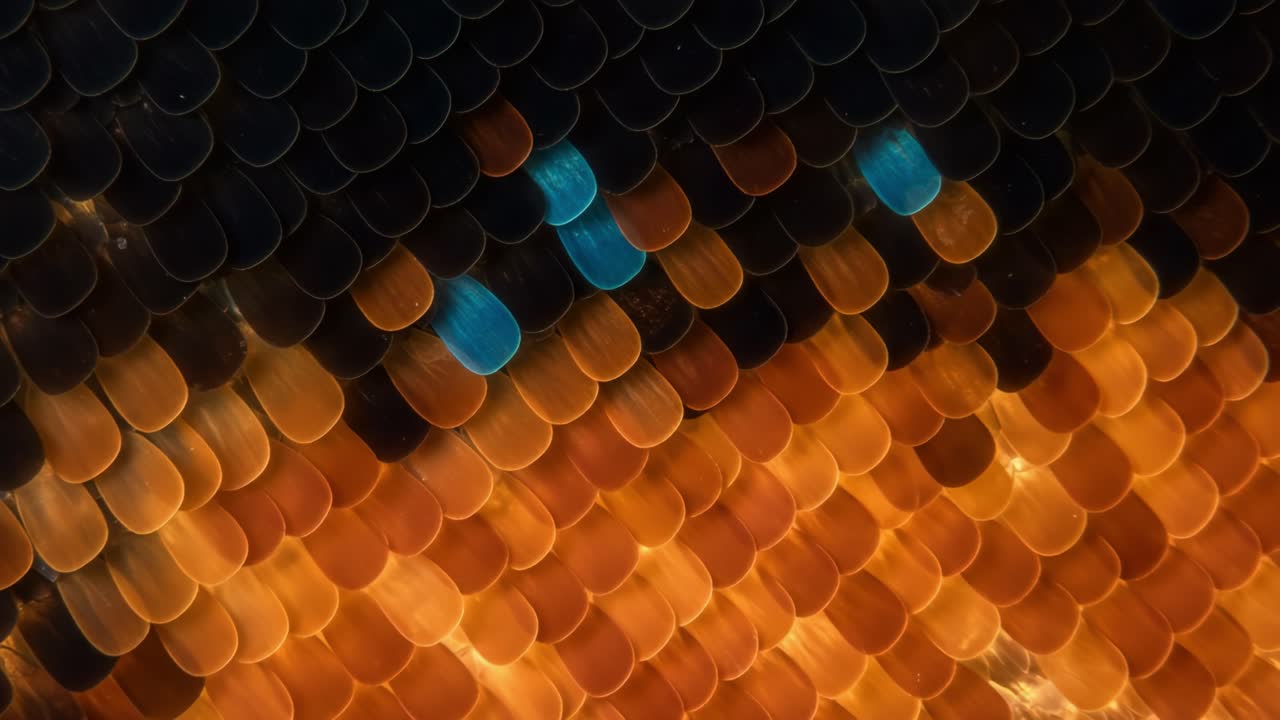 Vibrant Display of Textured Shimmering Scales with Rich Color Variation in an Abstract Underwater Scene Setting