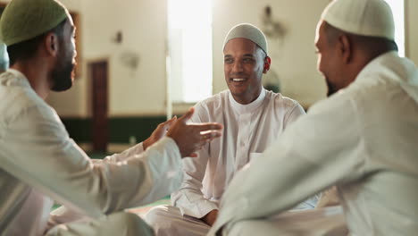 group of muslim men meeting in a mosque