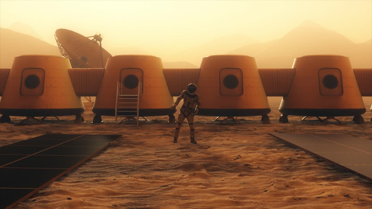 Mars Colony and Astronaut