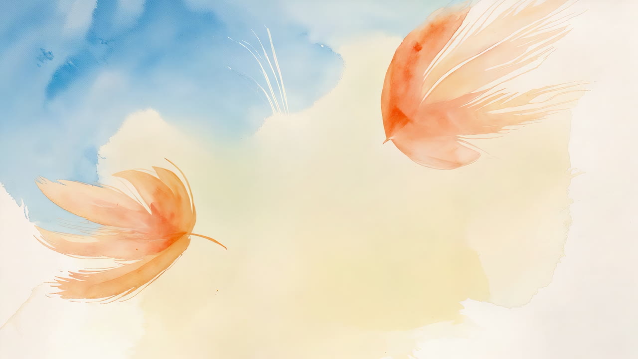 Watercolor Feathers on a Soft Background