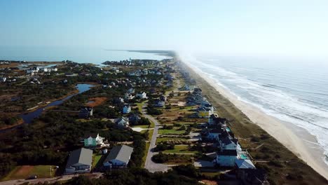 Hatteras-Village-NC-High-Aerial,-Hatteras-NC,-Hatteras-North-Carolina,-the-Outer-Banks