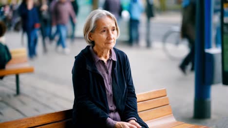 elderly woman sitting on a bench