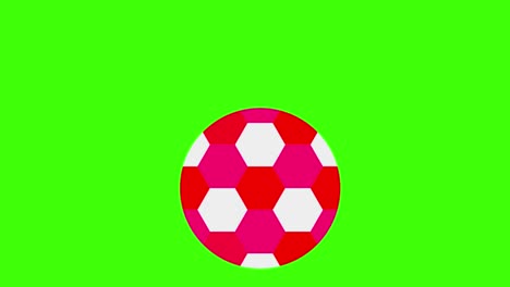 ilustración de una pelota de fútbol roja y blanca con un fondo verde claro