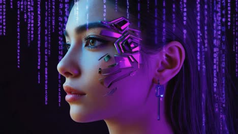 cyberpunk woman with neon lights