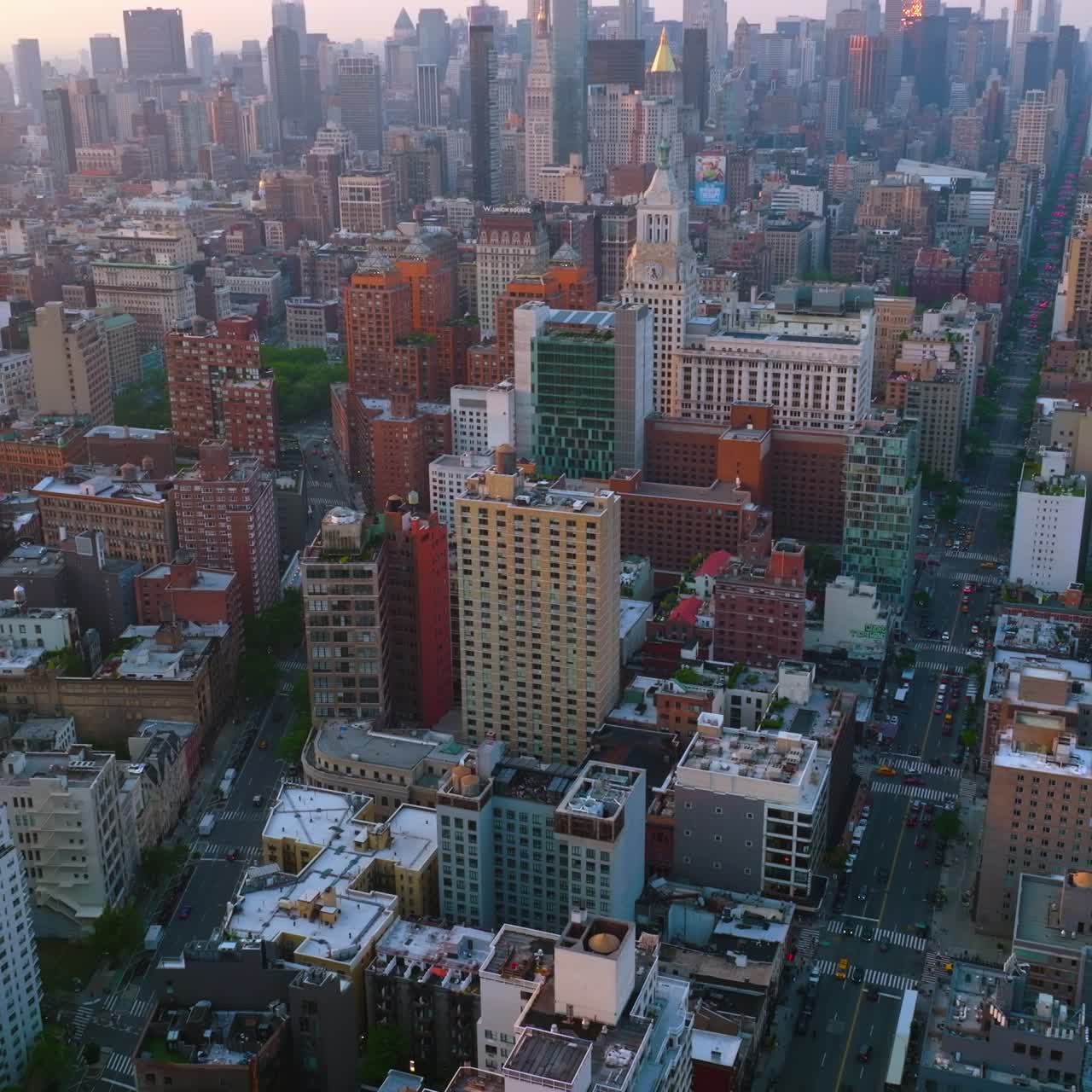 Scenery of varied New York architecture. Beautiful buildings of gorgeous metropolis from aerial perspective