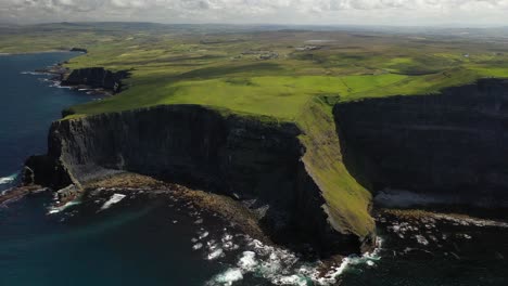 cliffs of moher landscape panorama along ireland atlantic coast, aerial