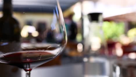 wine glass on table in turin restaurant