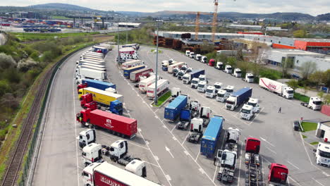 truck stop with containers and trucks