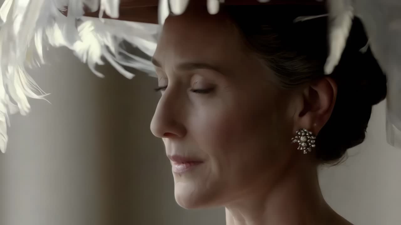 빈티지 모자를 입은 우아한 여자