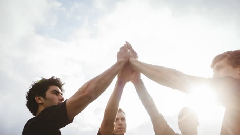 Animation of diverse male rugby players at stadium