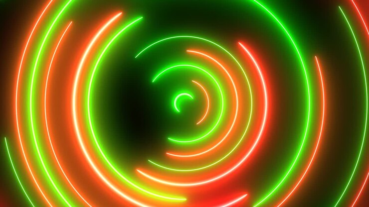 Christmas Colors Red and Green Abstract Circle Neon Light Wreath - 4K Seamless Loop Motion Background Animation