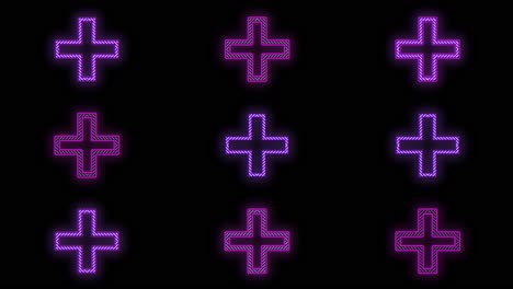 Pulsing-neon-purple-plus-sign-pattern-in-rows