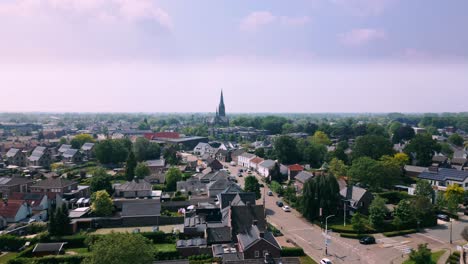 skyline aerial of budel town in noord brabant province during spring in the netherlands