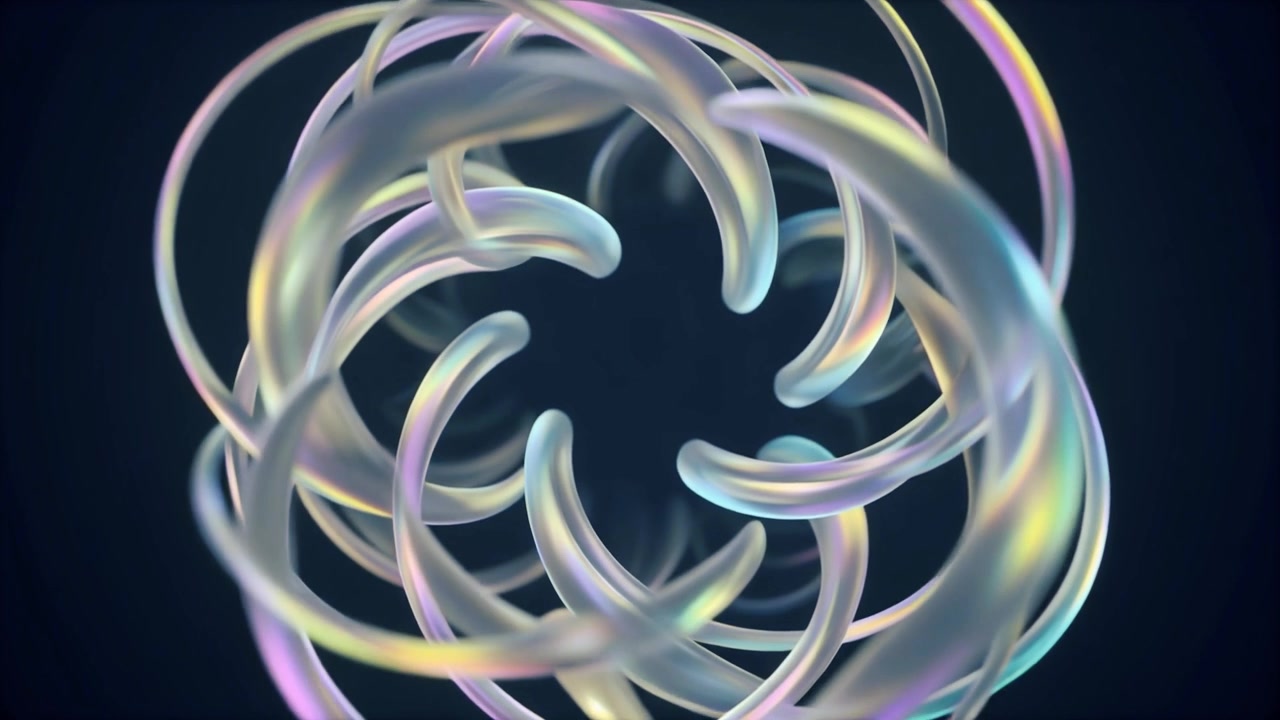 Abstract Iridescent Organic Shape Rotating Seamlessly on Dark Background