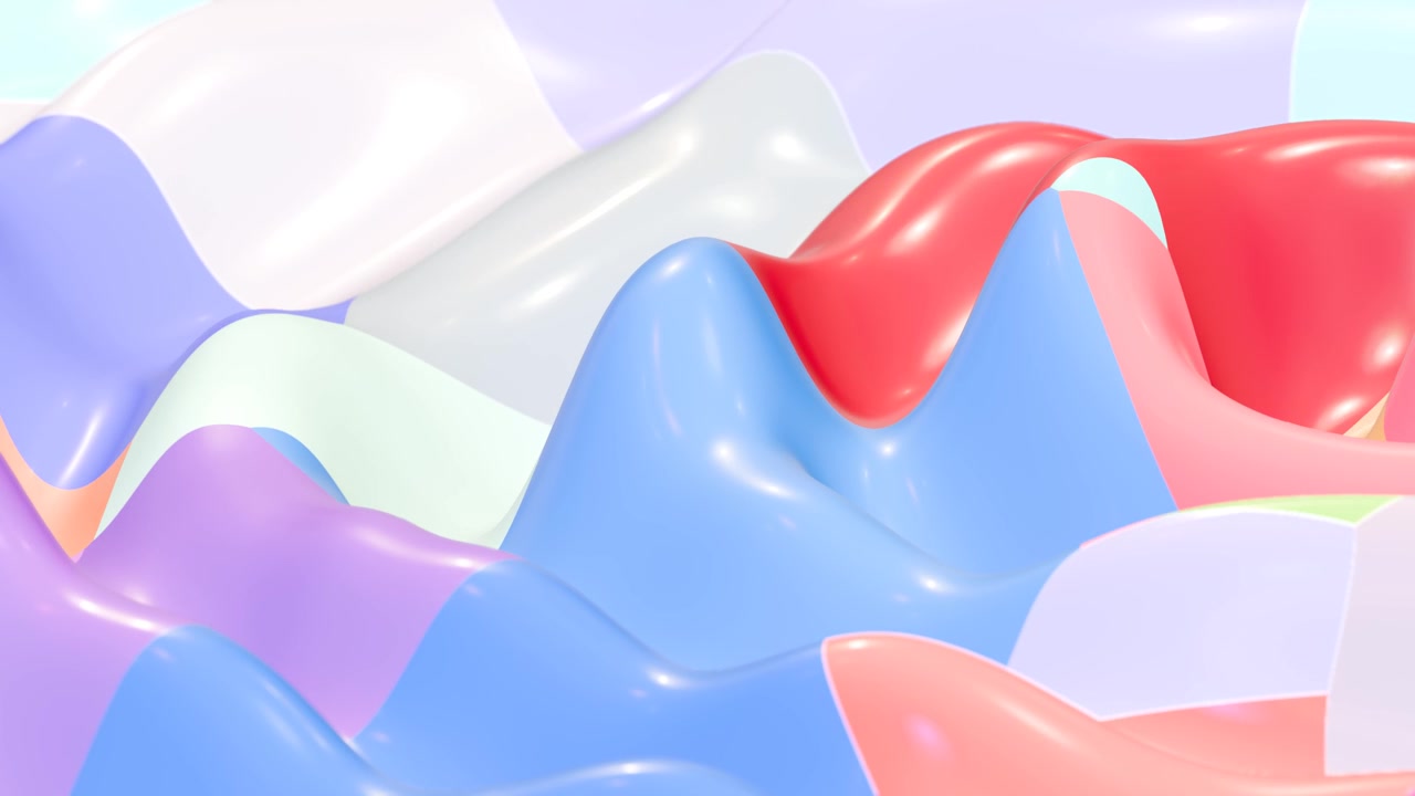 Colorful Abstract 3D Wavy Landscape with Glossy Pastel Surfaces