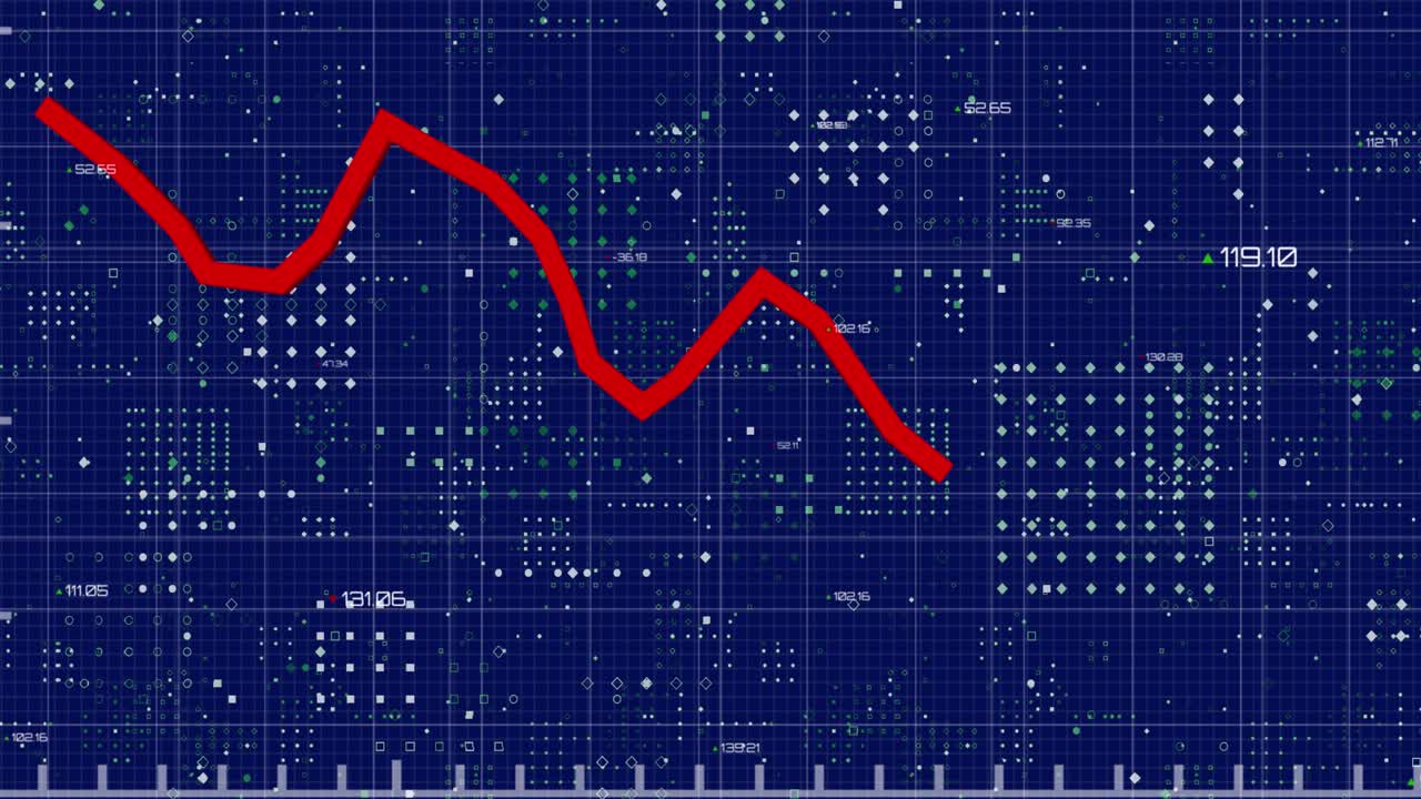 Animation of data processing over blue background