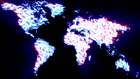 mapa digital del mundo en partículas voladoras.