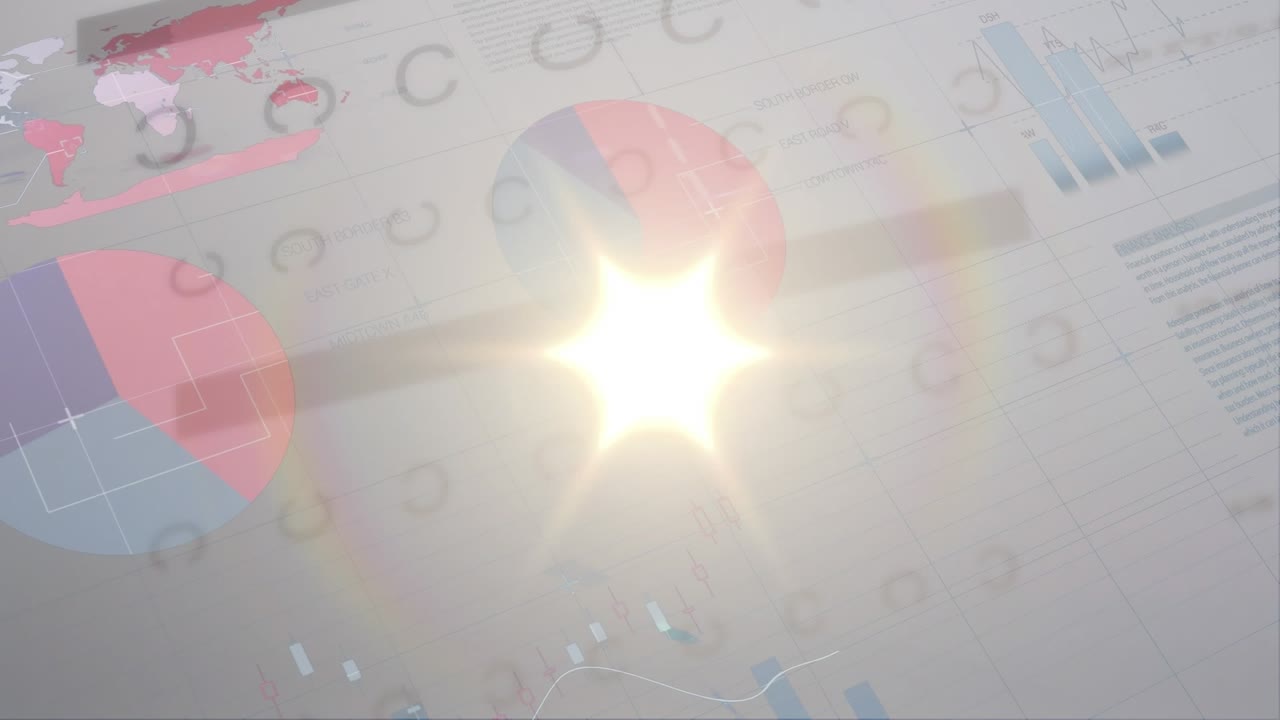 光の斑点の上をデータ処理するアニメーション。