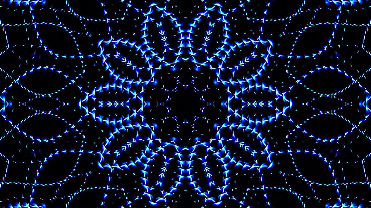 las líneas brillantes brillantes establecen un movimiento de onda azul, colorido, sobre un fondo negro