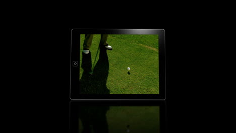 Media-device-screens-showing-golf