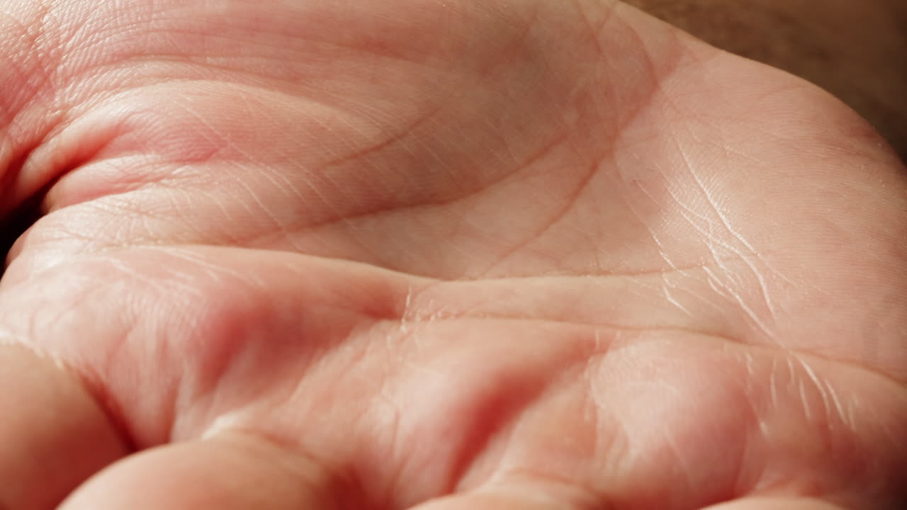 Close-up of a human hand palm
