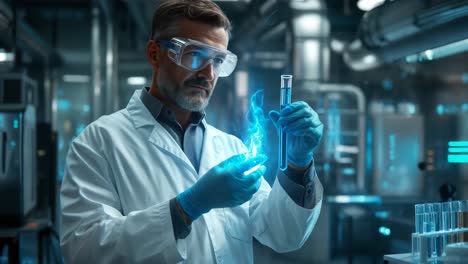 scientist examining a 3d model of an organ in a laboratory setting