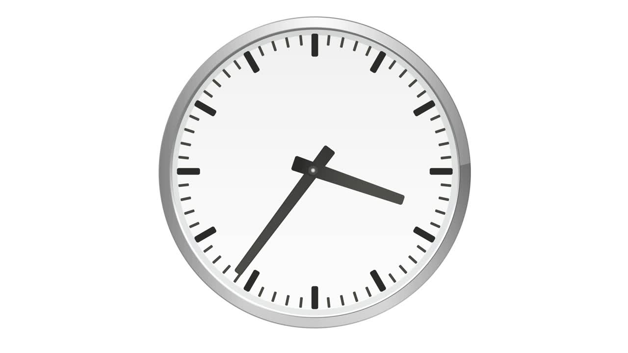 reloj analógico animado, lapso de tiempo, sobre fondo blanco