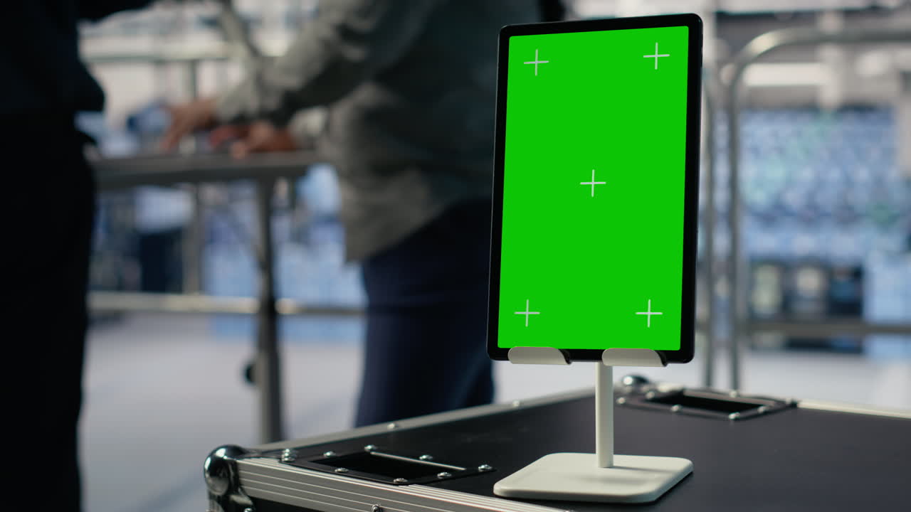 Data Center Workers Monitor Ai Processes With Isolated Screen Tablet