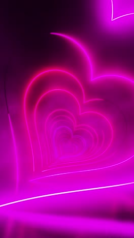 flying through red hearts painted with light. vertical looped video