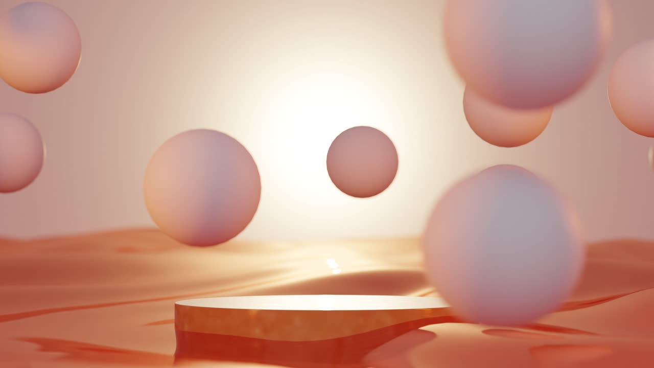 Abstract Product Display with Floating Spheres