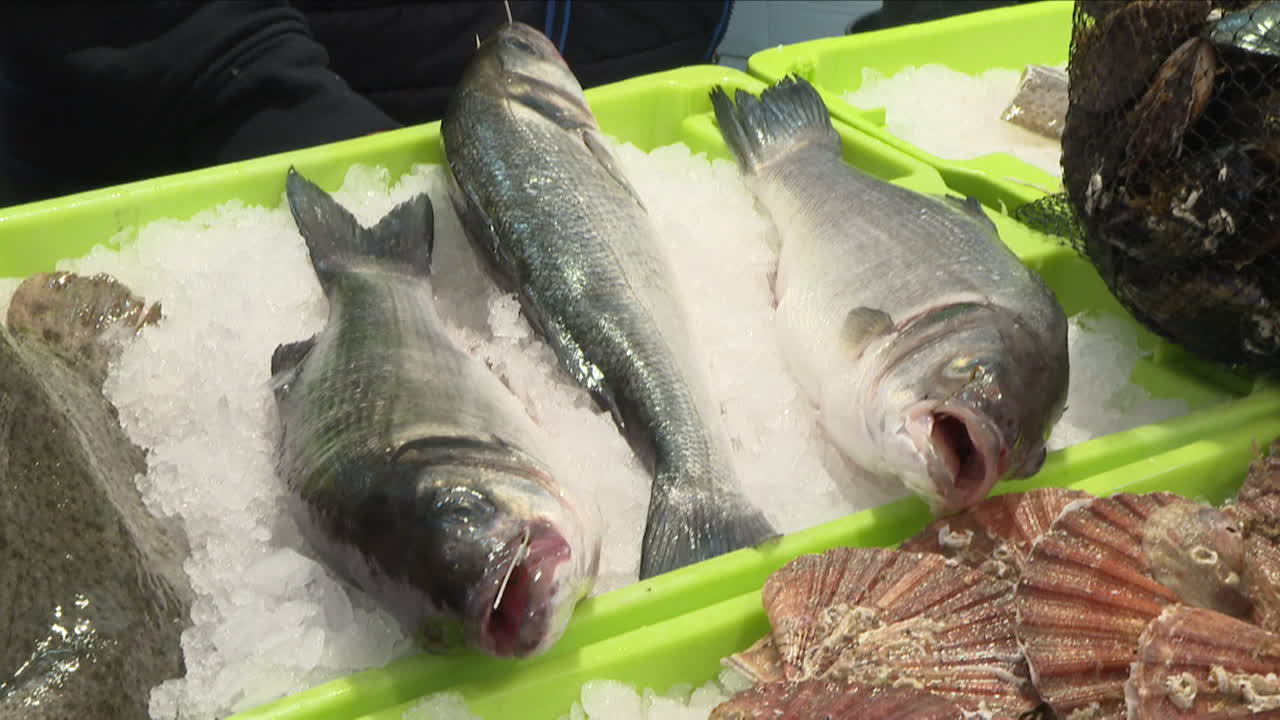 pescado fresco en un mercado