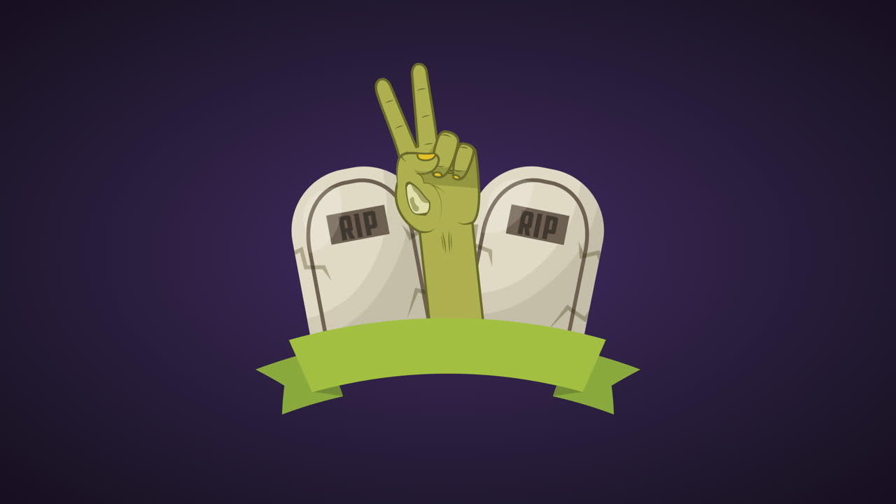 묘지와 손 애니메이션과 함께 행복한 할로윈 축제