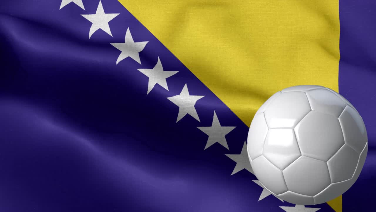 보스니아 헤르체고비나의 발과 축구공 - 보스니아헤르체고비아 발 높은 세부 사항 - 국가 발 보스니아헨헤르체코비나 파동 패턴 루프 가능한 요소 - 축구공과 발