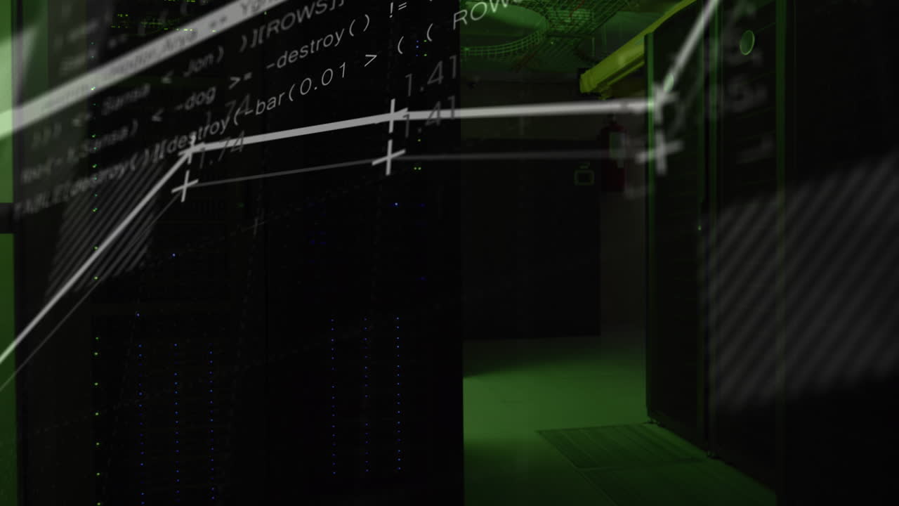 Animation of financial data processing over black background