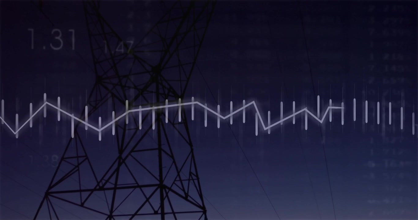 Markers fading in initiating waveform across pylon, undulating into spikes, visualizing amplitude