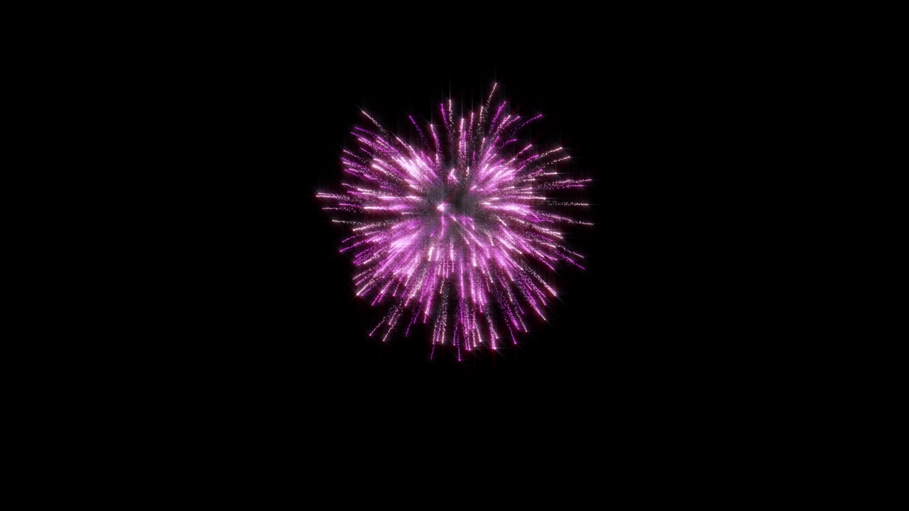 Singola piccola esplosione di fuochi d'artificio su sfondo nero