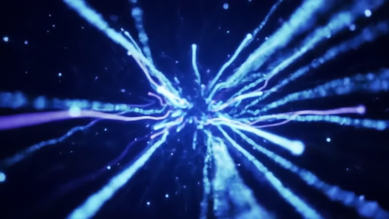 An Electrifying Journey Through Dynamic Blue Streams of Light: A Visual Exploration of Vibrant Energy Pulsating Through the Cosmic Space