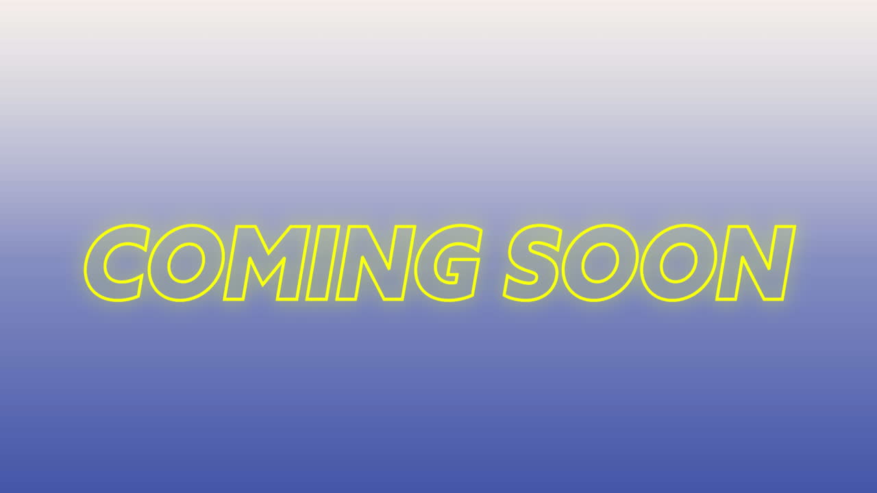Animation of coming soon text against gradient background